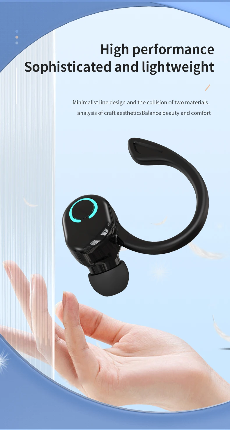 Description Picture 4 of itemVAORLO Bluetooth 5.2 Business Wireless Headphone Ear-Hook Mini HIFI Bass Noise Cancelling Earphone With Mic Sport Game Headset