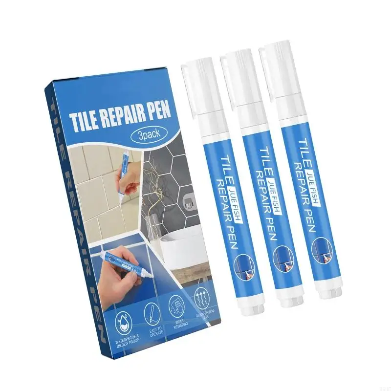 R58C 3Pcs Grout Pen White Tile Repair Marker Pen, Waterproof Tile Grout Pen