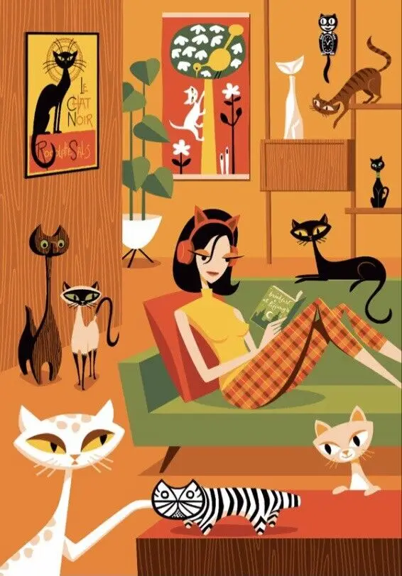 

Cat Print Art Canvas Poster For Living Room Decor Home Wall Picture