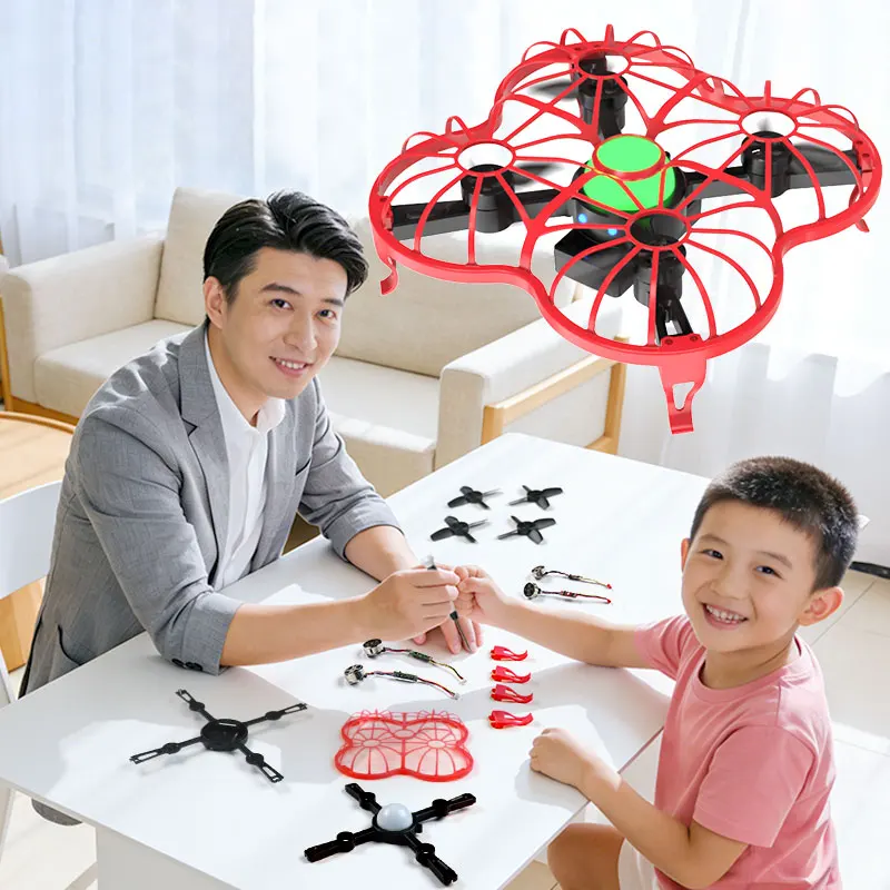 2.4G DIY 조립 드론 인터랙티브 훈련용 쿼드콥터 D34 고정 높이 조명 기능 포함 과학 교육용 장난감 어린이 선물