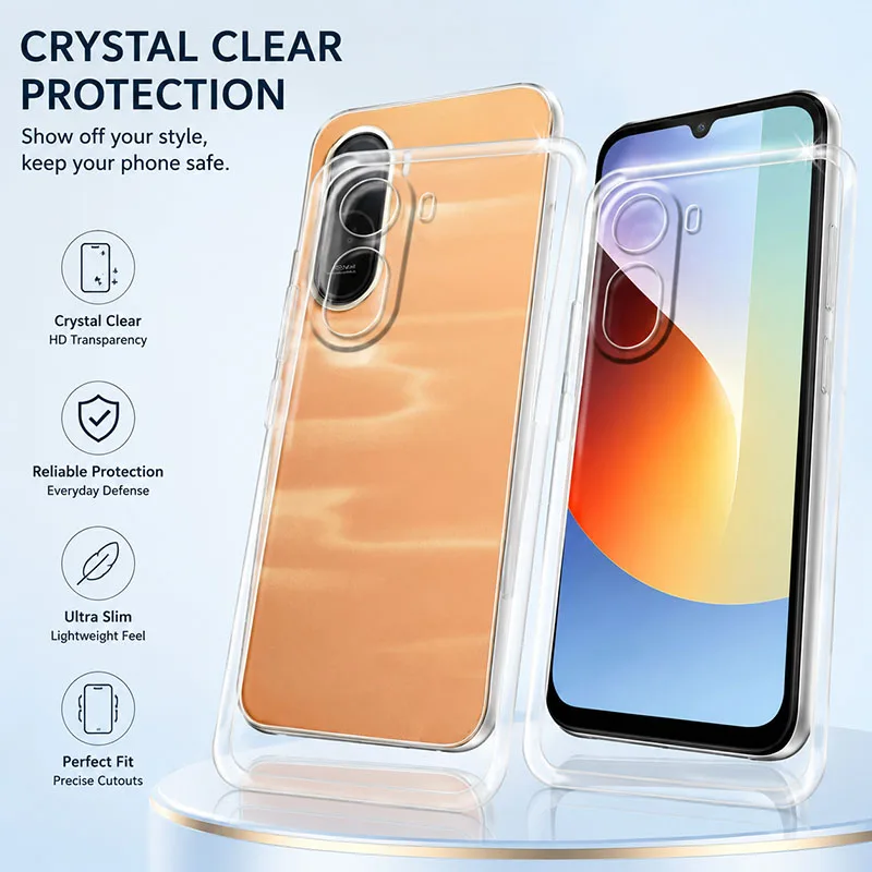 Luxury Crystal Clear Phone Cases - Slim Transparent Shockproof TPU Back Covers