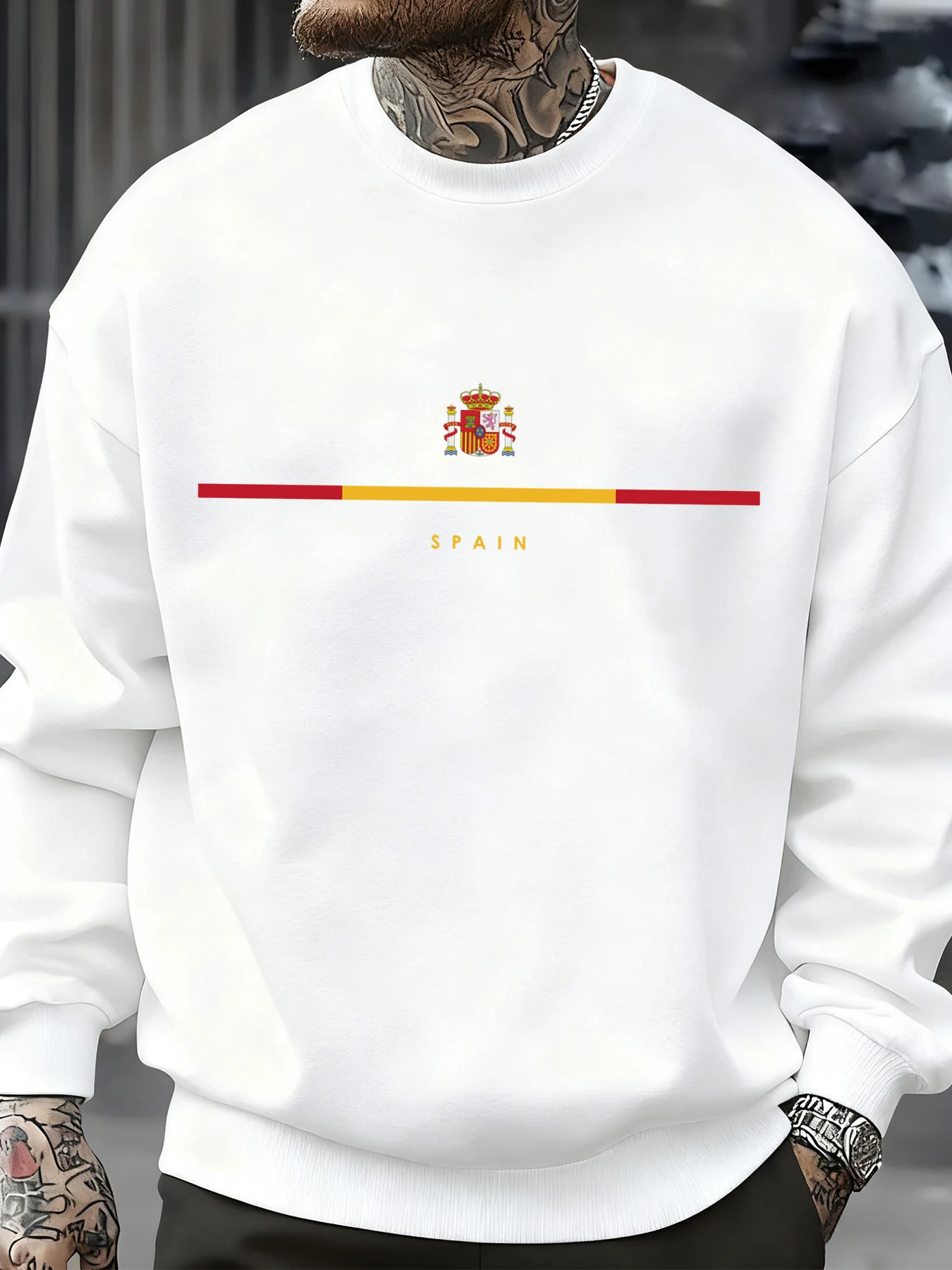 Spanien National Emblem Design Sweatshirts Hip Hop Fleece Sweatshirt Herbst Mode Streetwear All-Match Crewneck Pullover – Detail 14