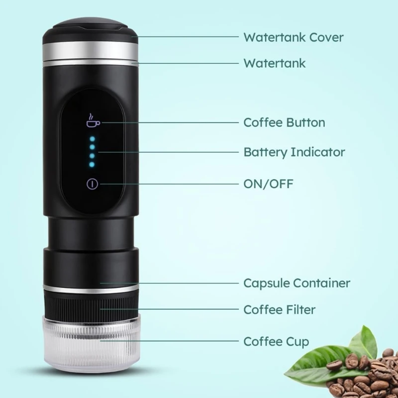 New Household Car USB Portable WirelessElectric Function Coffee Machine CapsulesCoffee Pot for Instant CapsulesCoffee