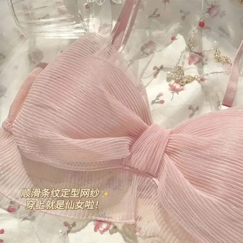 Bras Sexy Mesh Bow Women Underwear Female Lolita Sweet Pure No Steel Ring Girl Comfortable Breathable Bra Bralette sports bra,training bra,cotton bra,seamless bra