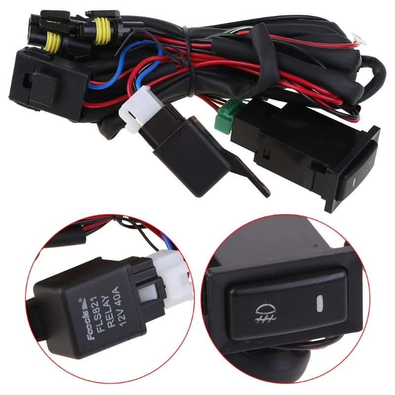 

Auto Body Parts for DC 12V 40A Fog Light Wiring Harness with Button Fog Lamps Automotive Electrc Equipment QW