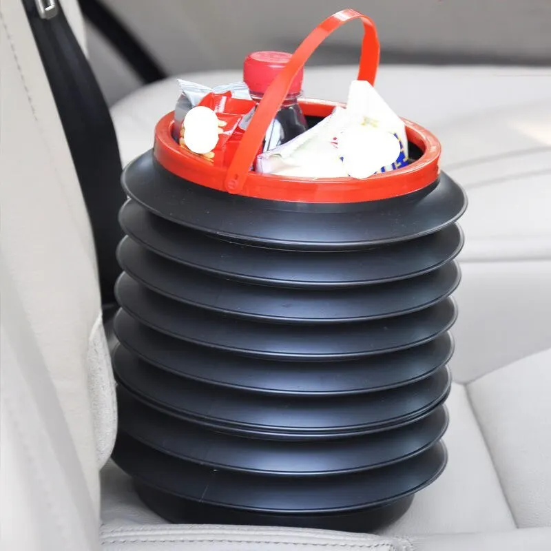 4l Car Trash Can Car Supplies Folding Trash Can Multi-function Telescopic Bucket Creative Portable Storage Bucket