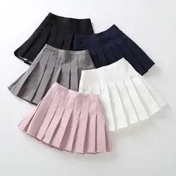 Children Summer Skirts Girls Mini Skirts Vintage Pleated Skirt Korean Tennis Skirts Short Student Uniform Skirts White Black