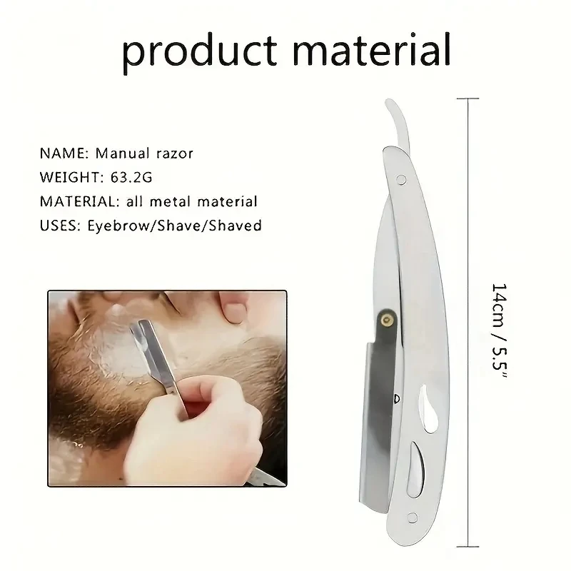 Razor blade scraper Men Foldable Stainless Steel Blades Old-fashioned Razor Manual Shaving Face Scraper Barber Razor Body Face Hair Removal Knife