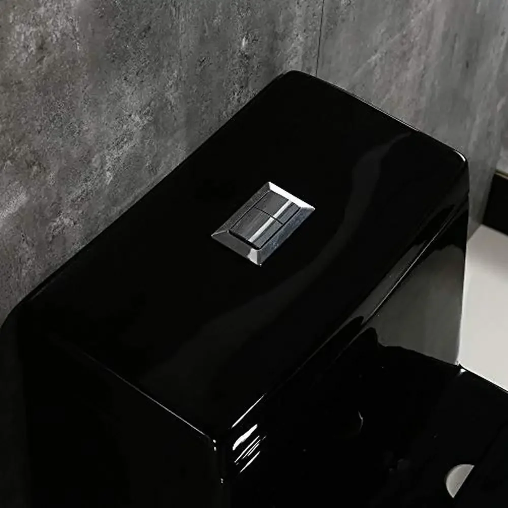 E One Piece Toilet Soft Close Seat Chair Height 1.28 GPF Dual Water Sensed 1000 Gram Flush B0941 Black Luxury Modern Design ADA 5
