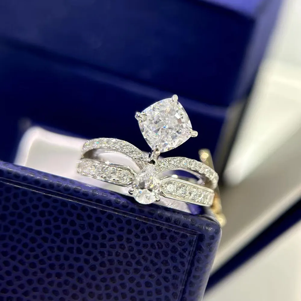 JOSEPHINE Jewelry Series Platinum Heart Shaped Zircon Crown Ring for Women's Luxury Brand Engagement Gift