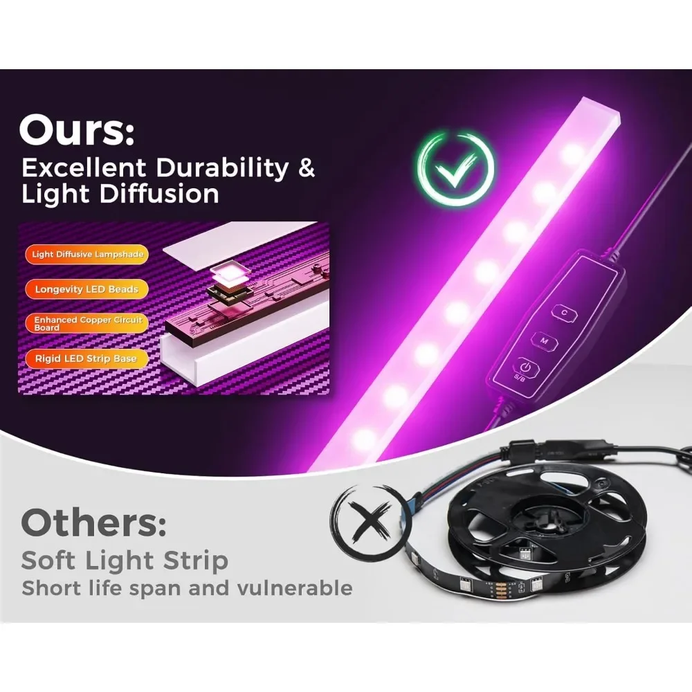 New2025-L Shaped Desk Gaming Desk with LED Light & Power Outlet, 43 Inch Reversible L Shaped Computer Table with Shelf, Corner D