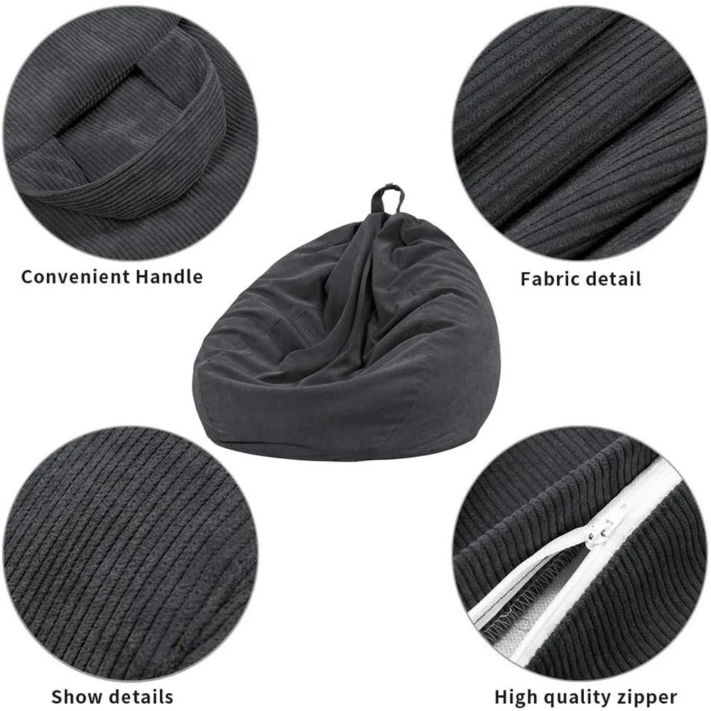 Stuffed Animal Storage Bean Bag Chair Cover (No Filler) Washable Soft Corduroy Cover for Adults Teens Organizing Plush Toys 4