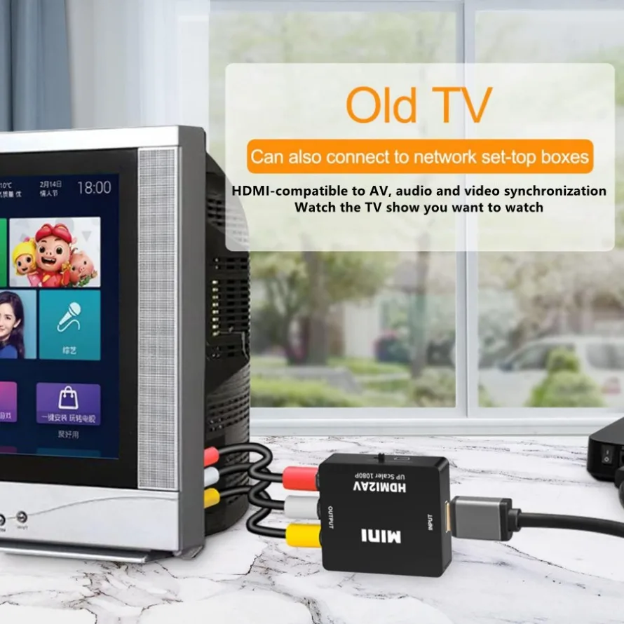 HDMI to RCA AV Video Converter - 1080P HD Composite Scaler