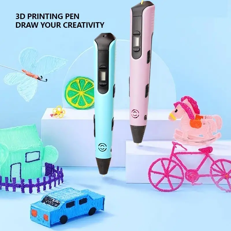 3D Printing Pen LCD Display Screen 1.75mm ABS/PLA 0.7mm Diameter Material Kids DIY Drawing Pen Toys Children Christmas Gifts 3d printing pen