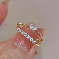 Zunderes-Bague de Luxe en Forme de Cœur pour Femme, Anneau Ouvert Réglable, Tissage en Strass, Bijoux de Fiançailles et de Mariage, Cadeaux à la Mode pour Petite Amie 1