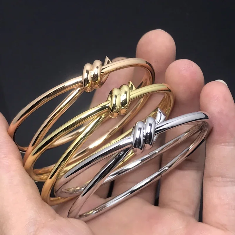 

TFF2023 New Jewelry Double Row Hinge Bracelet Rose Gold Gold Silver Tricolor Bracelet Exquisite Gift