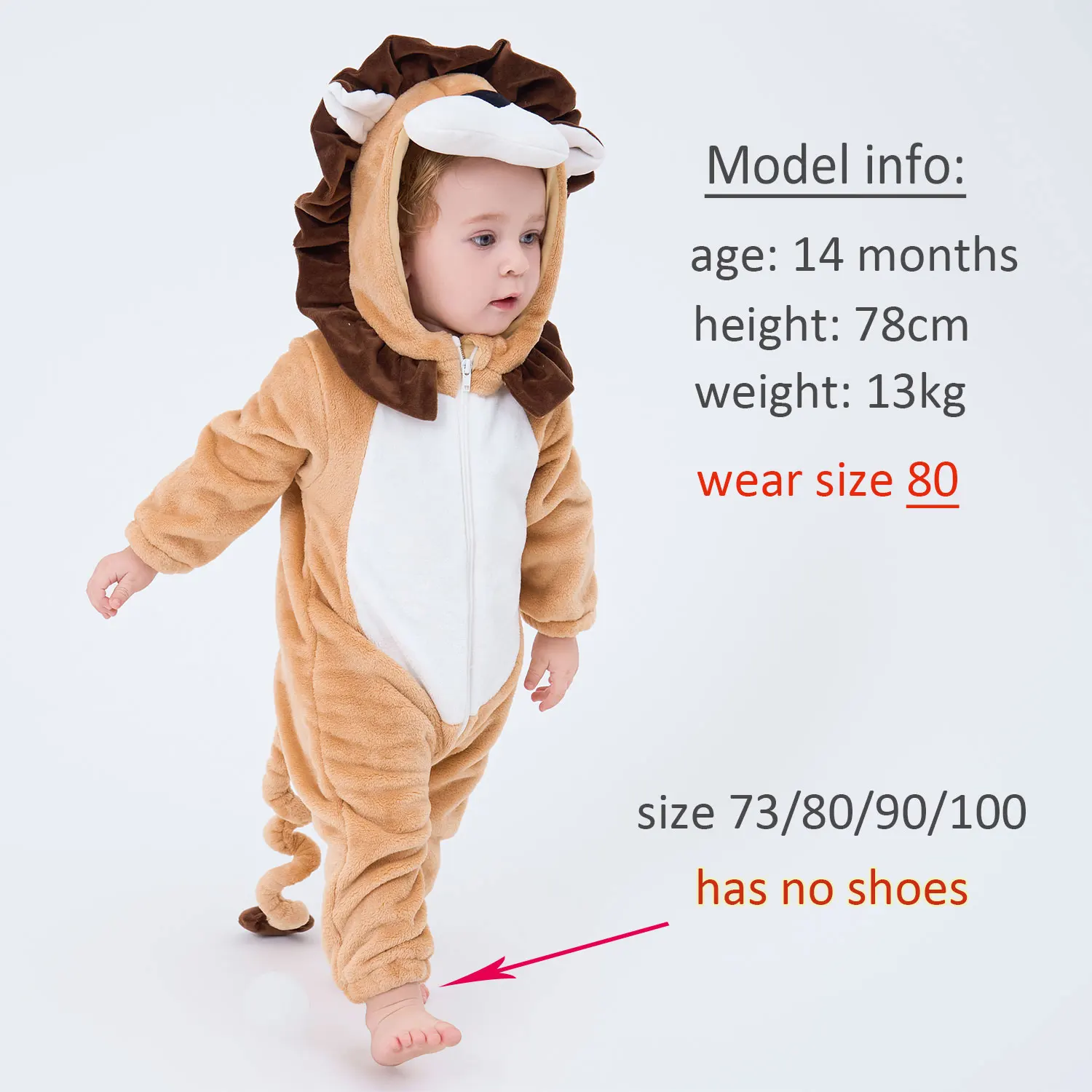 Umorden Baby Lion Cub Costume Boys Infant Toddler 3-6M 6-9M 9-12M 1-2T 2-3T Flannel Winter Pajamas Outfit Hoodie Romper cosplay jumpsuit kids cosplay costume