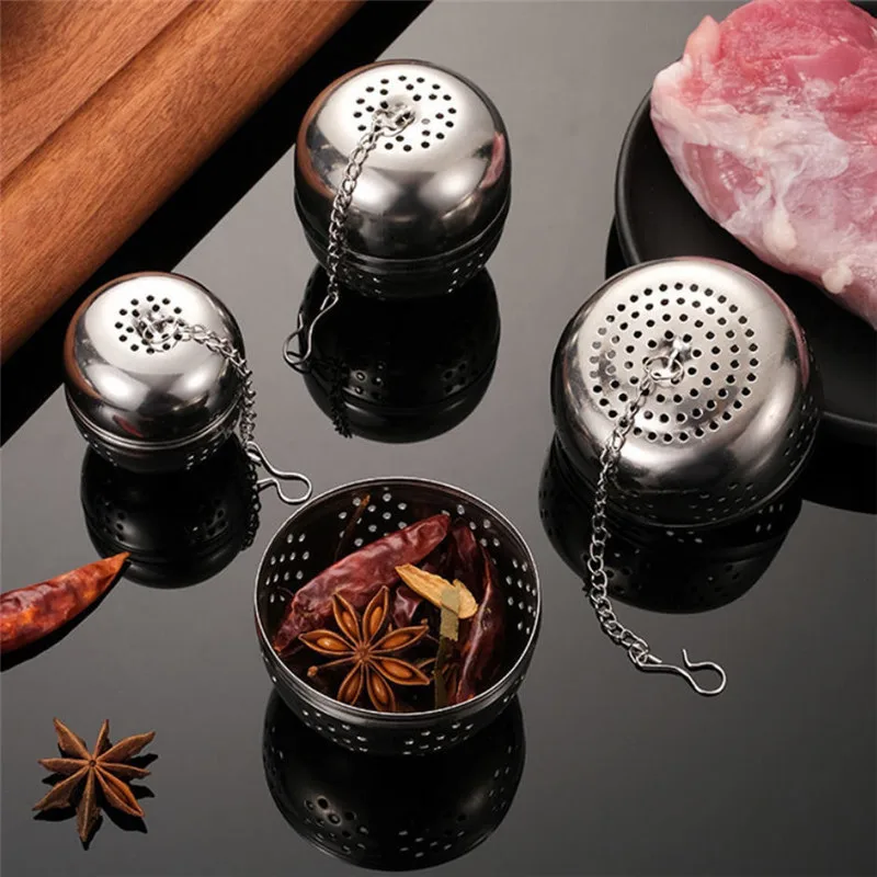 

Stainless Steel Fine Mesh Tea Strainer Ball Creative Multi-purpose Hot Pot Marinade Balls with Lanyard Kitchen Gadget Accessory