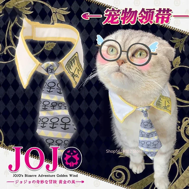 Anime JoJo's Bizarre Adventure Mini Pet Dog Cat Tie Cosplay Giorno Bruno Jotaro Animal Necktie Christmas Accessories Props