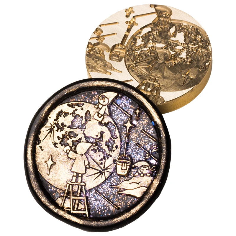 New Wax Seal Stamp Set Cute Girl Embossed Seal Copper Head 3d Relief Brass Head Fire Paint Envelope Scrapbook Fire Wax Toy