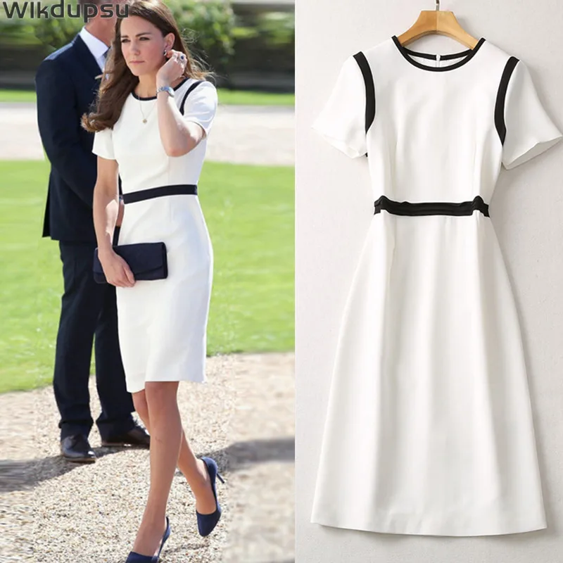

Elegant Kate Middleton Dresses Clothing Women High Quality Short Sleeve Summer Formal Office Casual Work Business Dresses Female