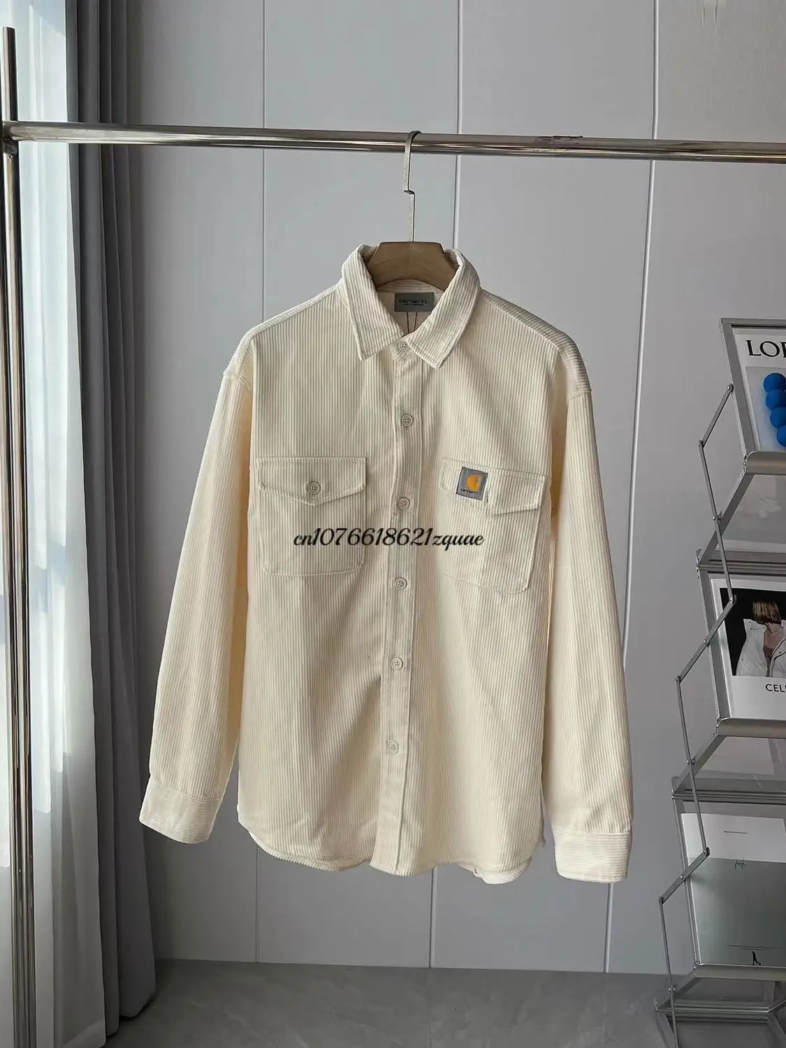 CARHARTT 레트로 하버 스타일 코듀로이 긴팔 셔츠, 탑 코트, 루즈 캐쥬얼, 커플 트렌드, 가을
