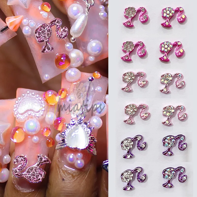 10pcs Luxury Girl Shiny Nail Charms 3D Alloy Jewelry Crystal for DIY Jewelry Manicure Nail Art Decorations Accessories