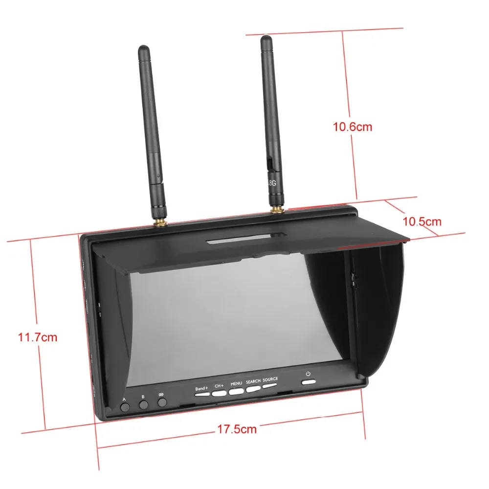 FPV accessories LCD5802D LCD5802S 5.8G 40CH 7 Inch raceband FPV monitor with DVR build-in battery video screen for FPV multicopte