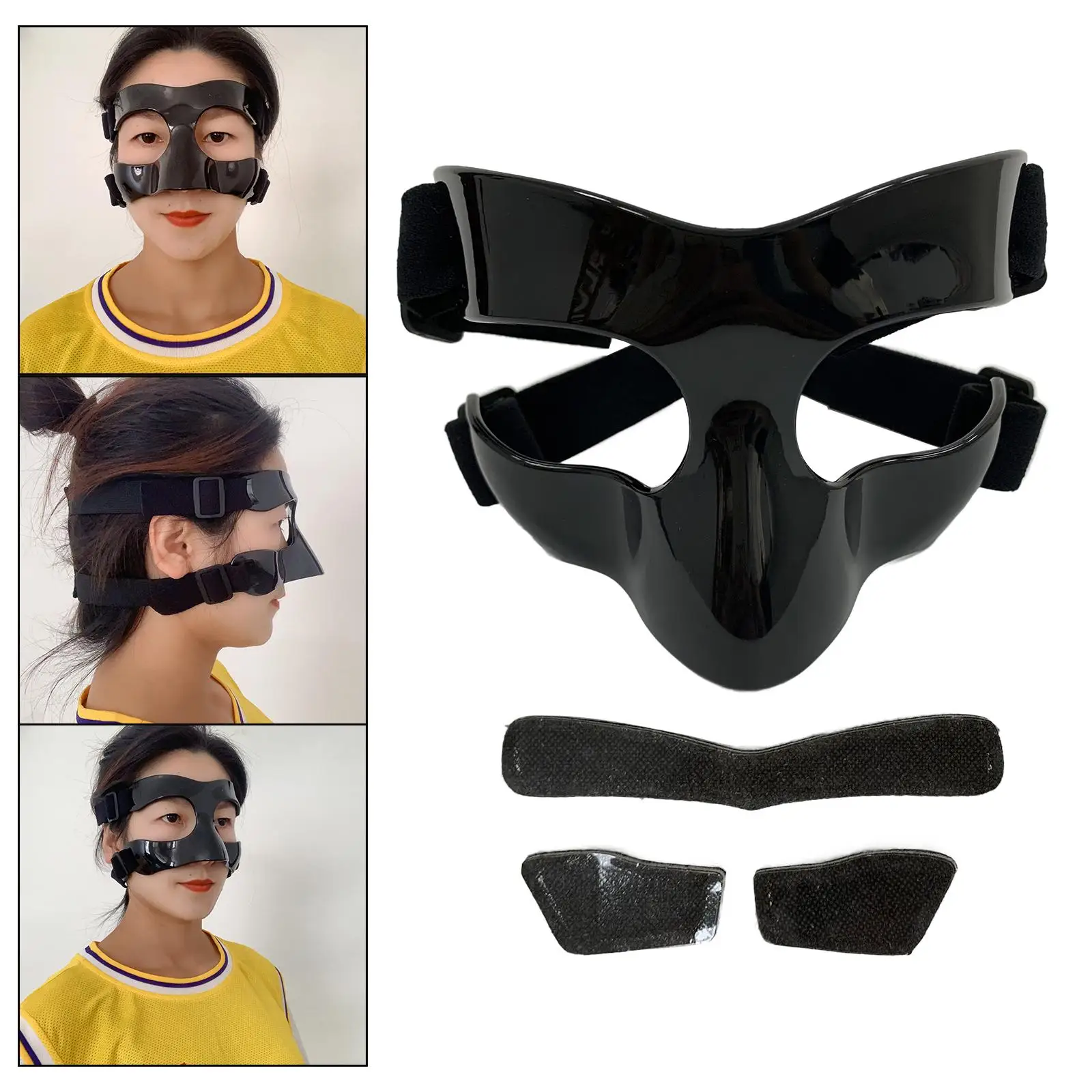 Basketball Mask, Basketball Nose Guard, Elastic Strap, Durable Adjustable Face Shield for Broken Nose for Softball