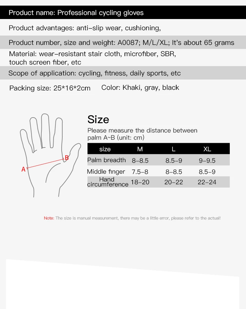 Viloco Professional Outdoor Motorcycle Riding Gloves Bicycle Fitness Mountaineering Palm Thickened Cushioning and Wear Resistant 6