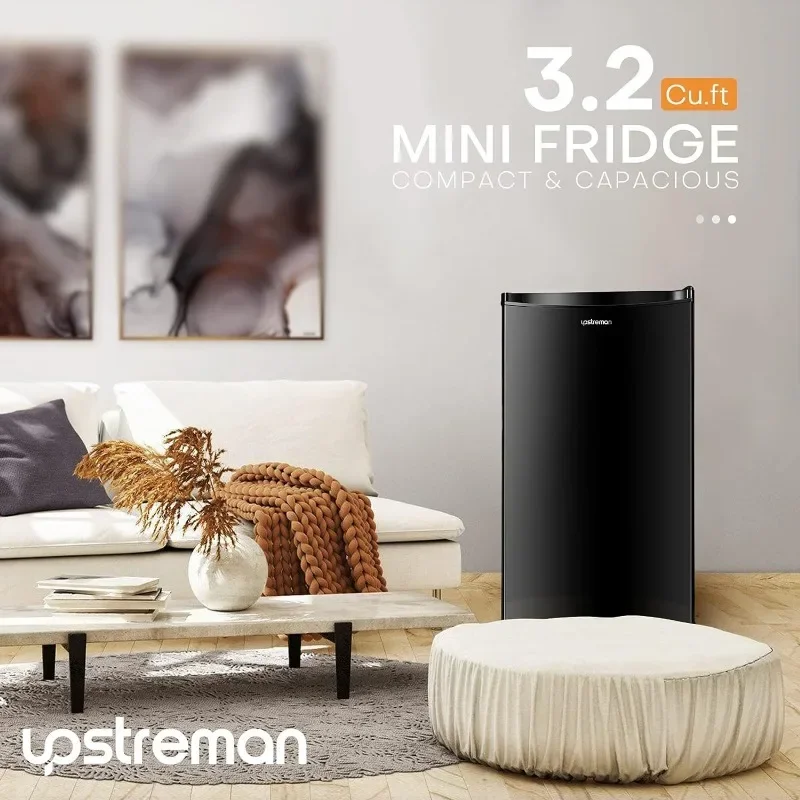 Upstreman 3.2 Cu.Ft Mini Fridge with Freezer, Single Door, Adjustable Thermostat, Refrigerator for Dorm, Office, Bedroom 3 Upstreman 3.2 Cu.Ft Mini Fridge with Freezer, Single Door, Adjustable Thermostat, Refrigerator for Dorm, Office, Bedroom 3
