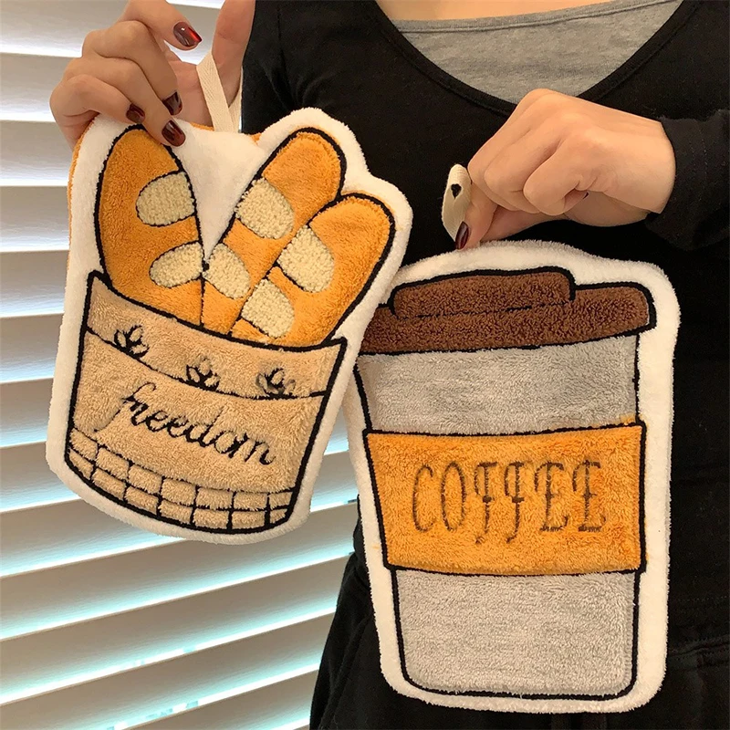 Hand Towels Hand Towel Absorbent Kitchen Towels Hand Cloth Bathroom Cloth Cartoon Towels Convenient Hanging Towel