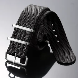 Premium Woven Nylon Men's Sport Watch Strap - High - Quality Fabric Band - 22mm (Black)