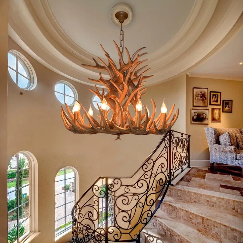 Retro Resin Antler Pendant chandelier Living room Restaurant Bar E14 Industrial Buck Deer Horn lights house decoration Fixtures