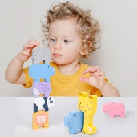 Wooden Animal Stacking Block Game Shape Matching Puzzle Balance Toy Montessori Fine Motor Training Educational Toys For Children 2