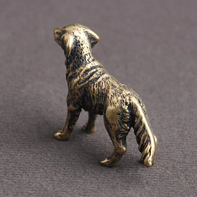Antique Bronze Hound Statue Miniature Desktop Ornament Twelve Zodiac Animals Dog Figurine Tea Pet Home Decor Puppy Crafts