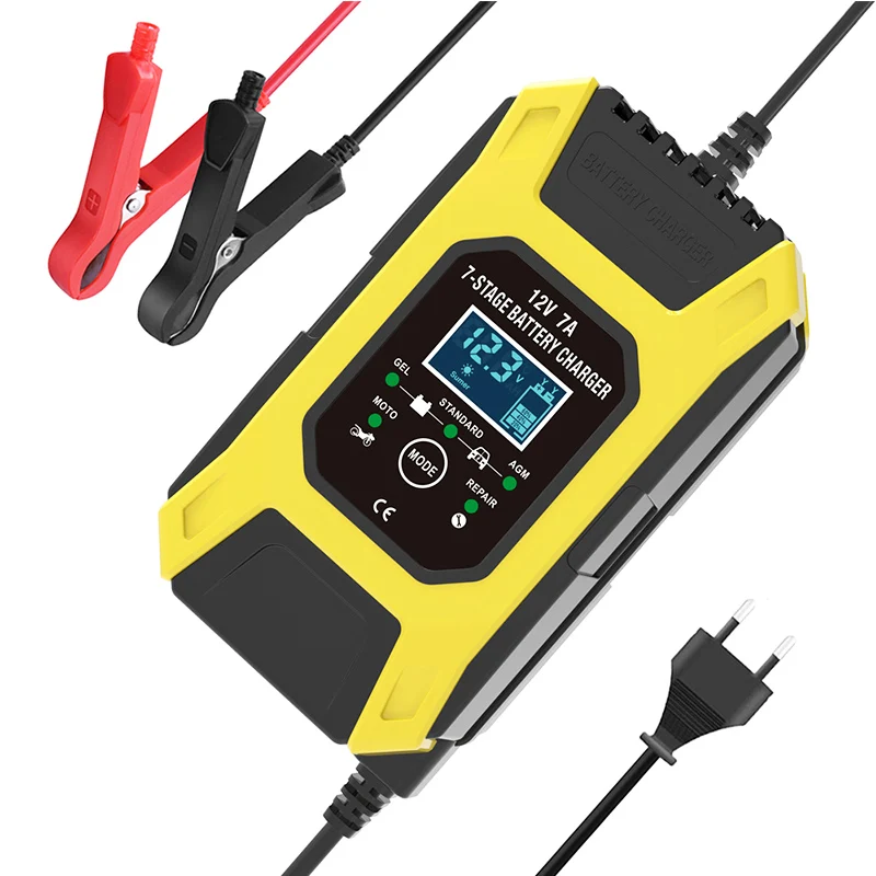

For Calcium Gel AGM Wet Lead Acid Battery 12V 7A Fully Automatic Smart Charger Car Motorcycle Repair