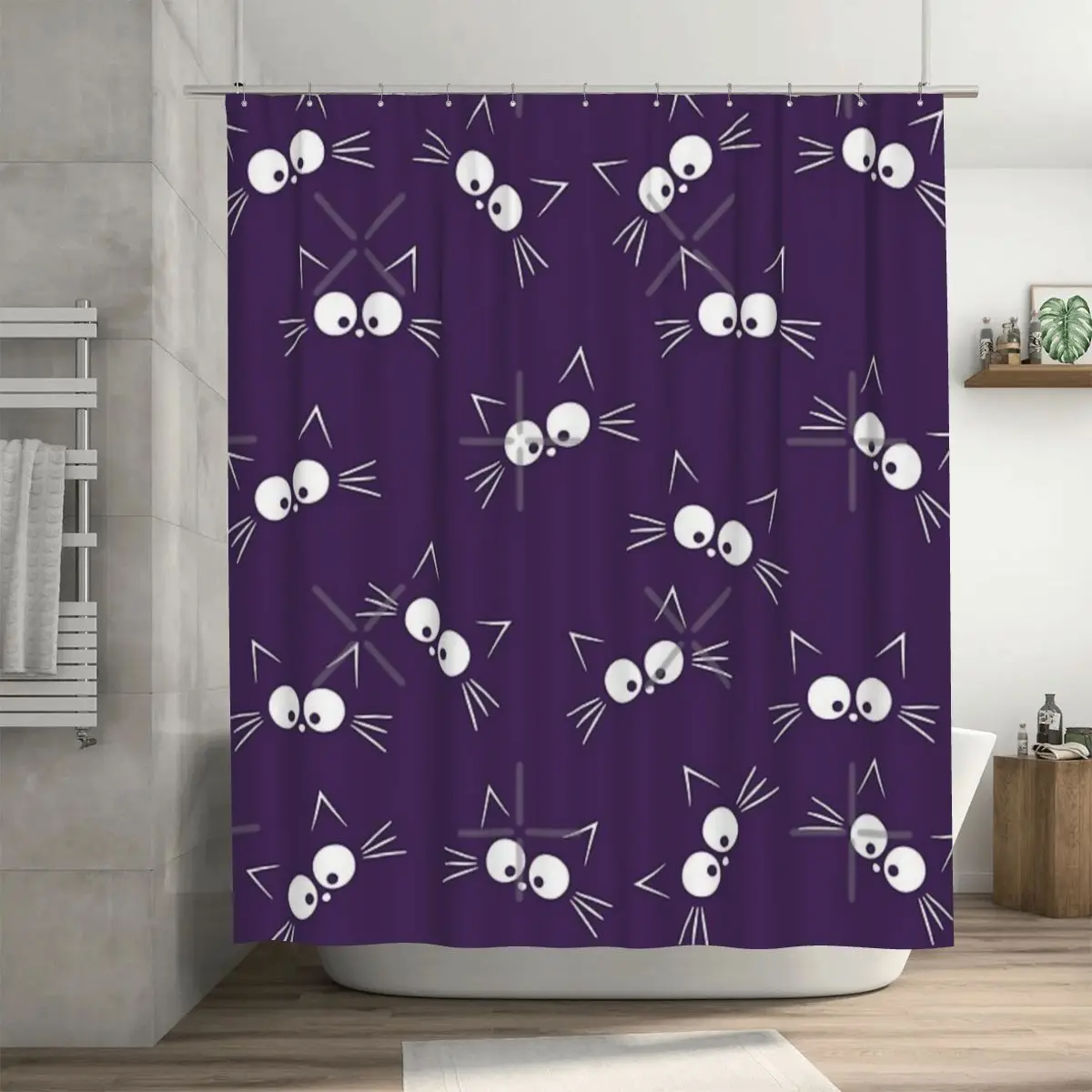 

Занавеска для душа с изображением милого кота, 72x72 дюйма, с крючками, индивидуальный узор, декор для ванной комнаты