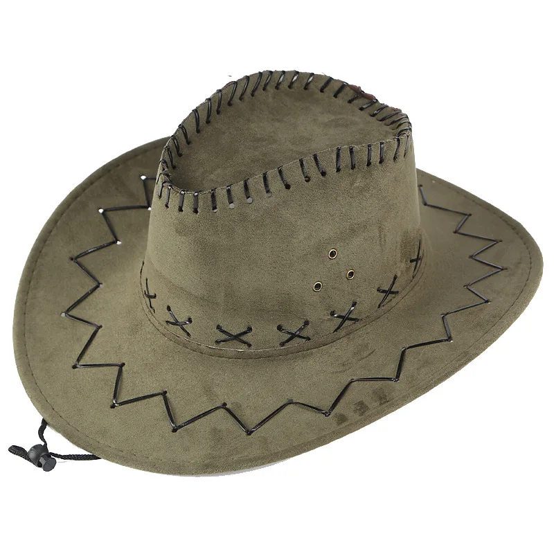 Cowboy hat imitation suede western cowboy hat men's rider fedora Panama rope accessories hoeden damski gorros cowboy