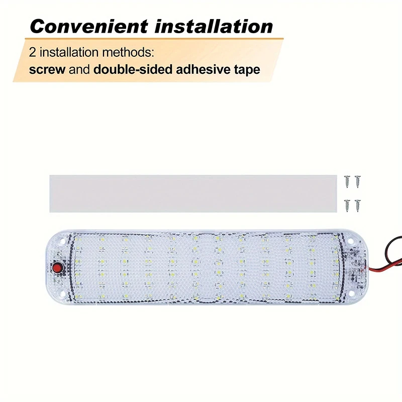 12V-80V 72LED 실내 조명 바 스트립 라이트 스위치 포함 LED 자동차 실내 램프 조명 캠퍼 버스 모터홈 보트 루프 라이트