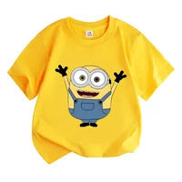 Bob Kids Short-sleeved Summer Minions Baby Round Neck Cotton T-shirt Boys Girls Comfy Tops Cute T-shirt Tops High Quality Tees 1