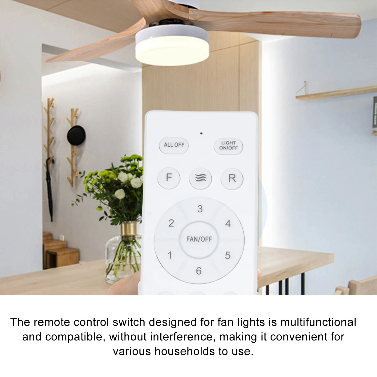 Universal Ceiling Fan Remote Control Kit DC 6 Speeds Ceiling Fan Light Controller Receiver with Timer for Replacement