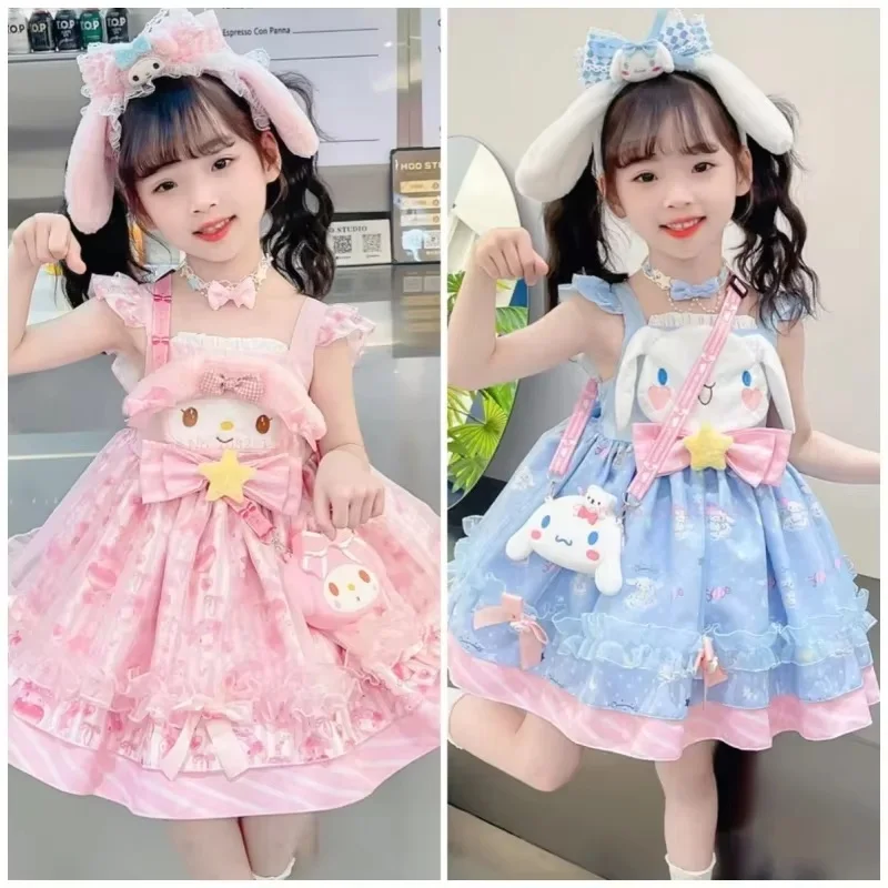 حار بيع Kawaii سينامورول بلدي ميلودي الأطفال اللباس الكرتون أنيمي لوليتا الأميرة فساتين الصيف حزب الحلو الفتيات لطيف الهدايا