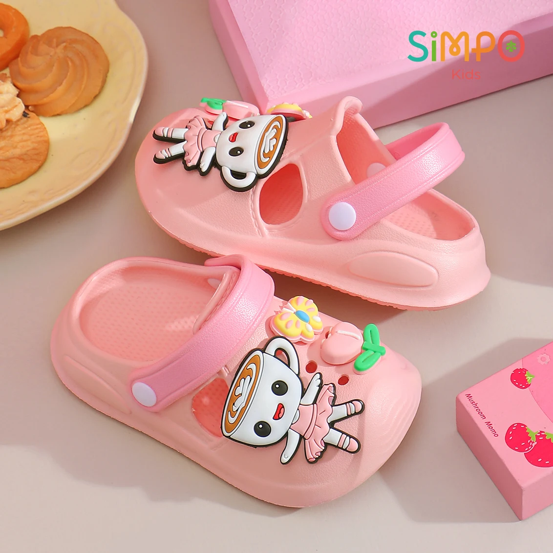 Girls' Slippers with Cute Charms Summer Garden Shoes Beach Sandals Non-slip Breathable Clogs for Girls Indoor & Outdoor Footwear