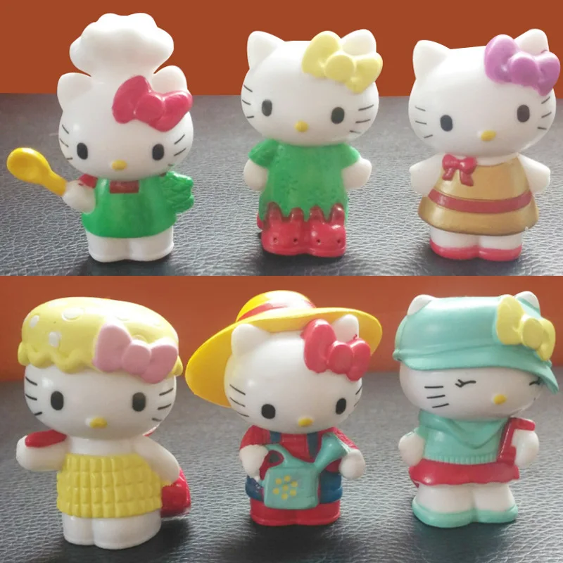 

6Pcs Hello Kitty Home 2Nd Generation Kt Cat Doll Handmade Decoration Cartoon Anime Model Bouquet Children Toy Women Accessories