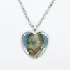 Fashion Van Gogh Art Starry Night Sunflower Necklace Glass Cabochon Painting Heart Pendant Printed Photo Necklaces 5