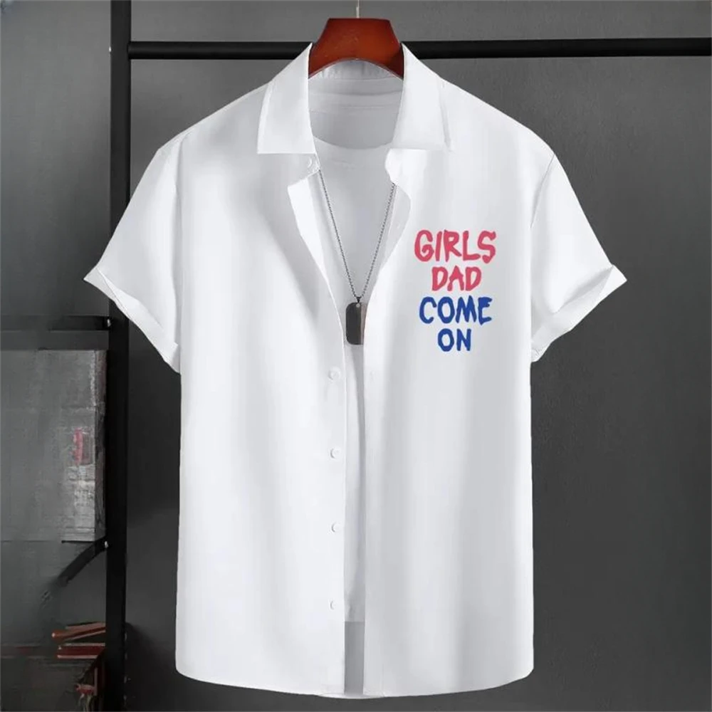 

Fashion Men's Shirt 3d Small Icon Short Sleeve Tops Dad Girl Print Hawaiian Shirts Simple Loose Oversized Clothing Casual Shirts
