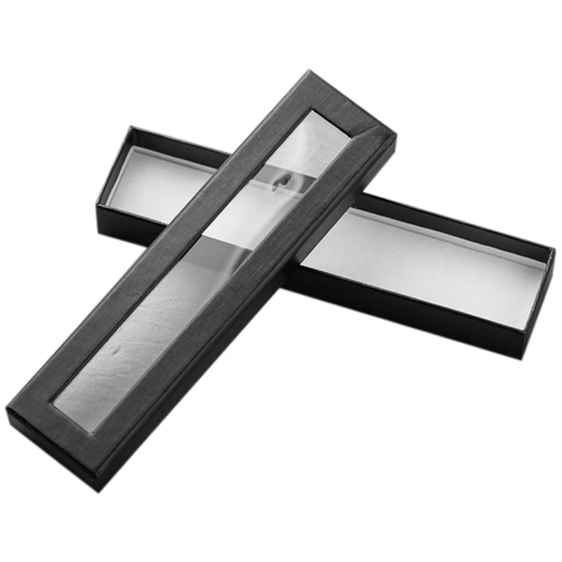 

Hot Kf-60Pcs Pen Box Transparent Window Pen Box Paper Packaging Metal Gift Pen Box Wholesale