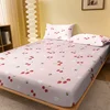 1 Cartoon Cute Fruit Cherry Bee printed matte Fitted Sheet, bedroom printed bed cover, bedding (excluding pillowcases) 1