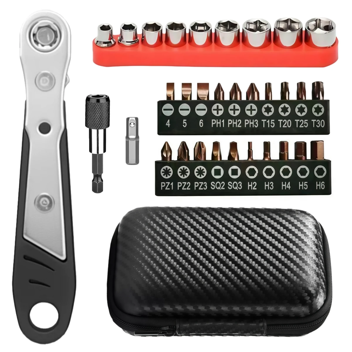 Compact Multi-Position Screwdriver Set for Tight Spaces - Versatile and Professional Mini Ratchet Kit